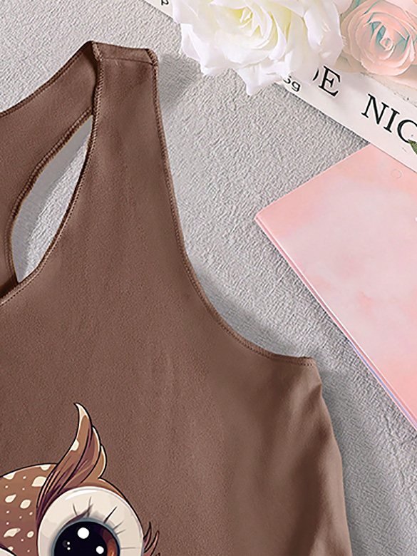 back plain design of regular fit sleeveless graphic tank tops