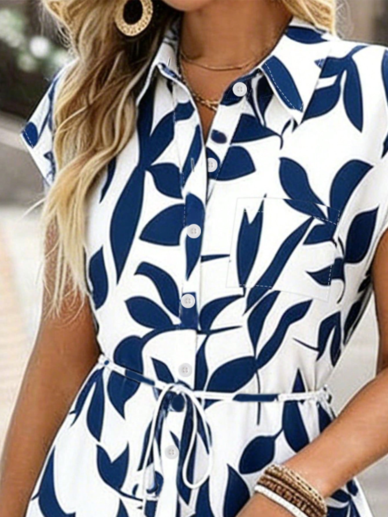 full front shot blue leaf elegant midi dress, elegant dresses for any party cap sleeve spring women event dress